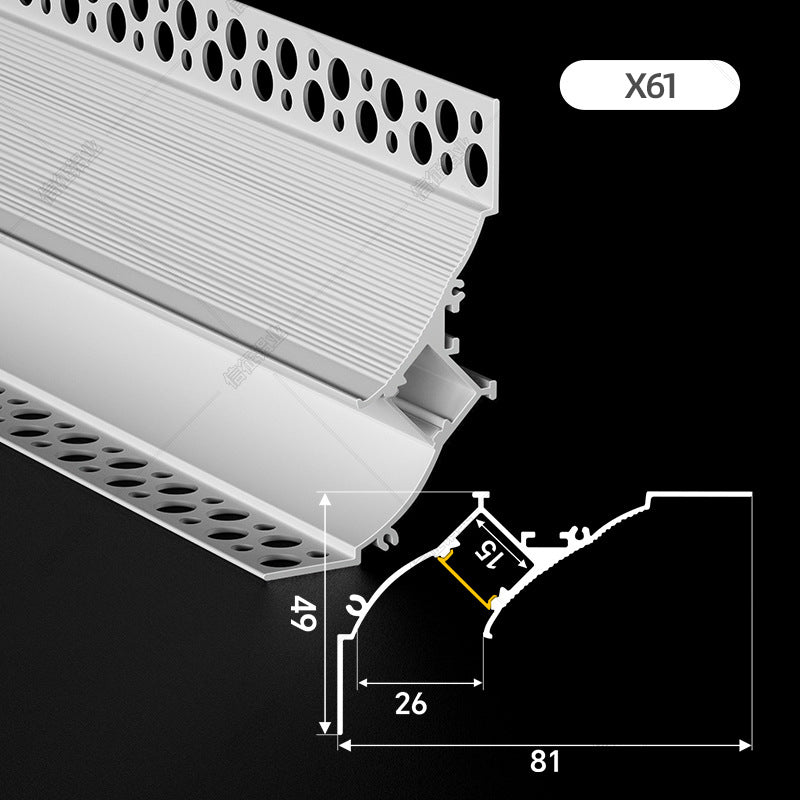 Surface mounted double eyelid top corner line lamp, living room ceiling-free slotting-free linear lamp, household lamp slot profile without main lamp