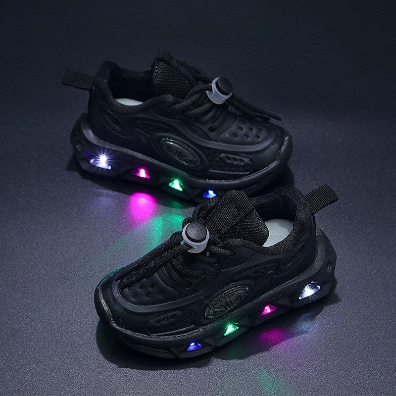 Autumn children's light-up shoes: boys' and girls' glowing sneakers, kids' mesh shoes, non-slip soft sole flashing athletic casual shoes