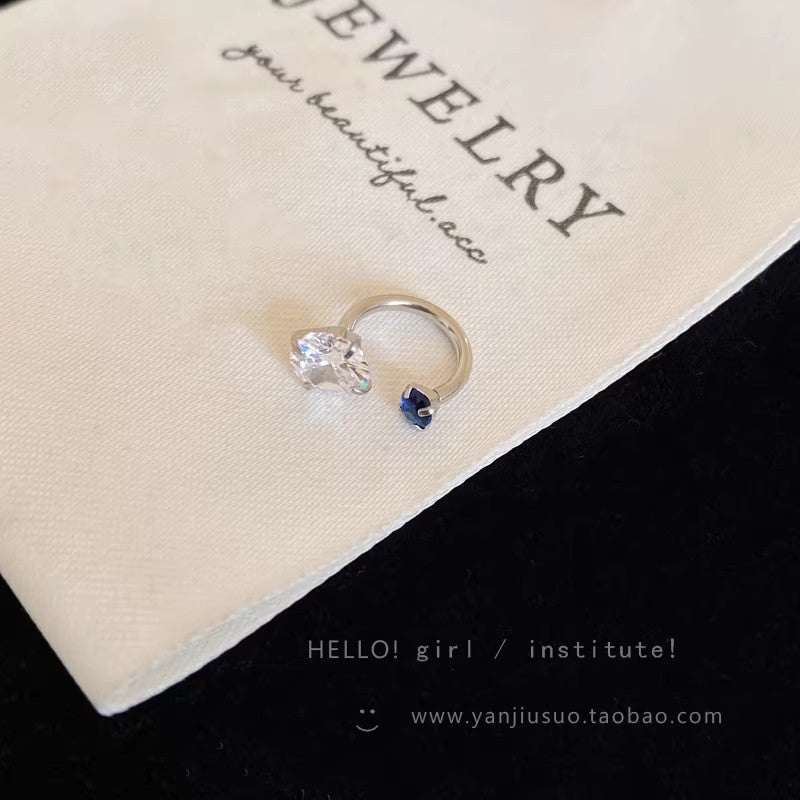 Luxury blue titanium steel stud earrings for women - 2026 new arrival, trendy horseshoe ear cuff earrings, elegant ear jewelry