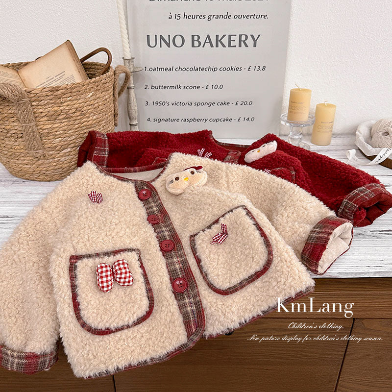 Girls' outerwear: autumn/winter  new styles - chic baby princess kids' lambswool top