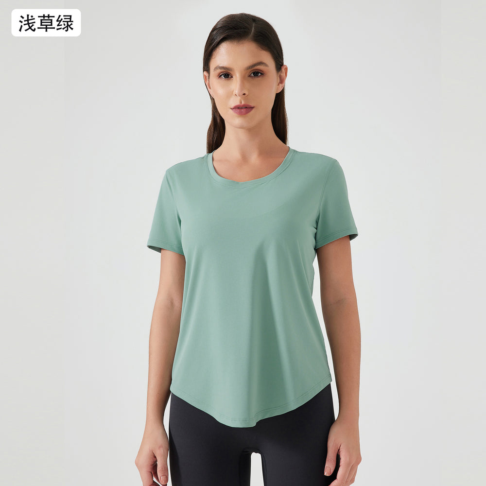 New lightweight, breathable, quick-dry, loose-fit activewear top - versatile, slimming, and figure-flattering short-sleeve yoga shirt d25017