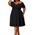 Amazon  women's summer short-sleeve v-neck solid color tie-up african off-the-shoulder plus size maternity fashion dress