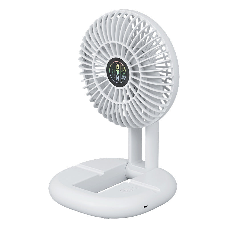 Desktop foldable telescopic charging fan portable light sound usb mini small fan high wind power for home circulation fan