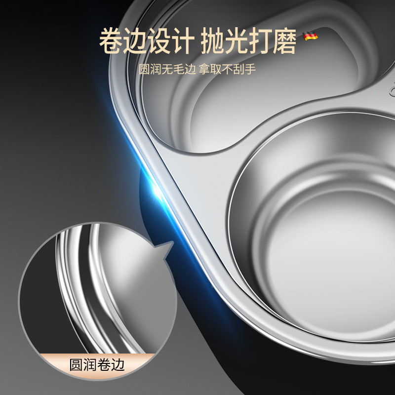 316 stainless steel grid lunch box with lid fat reduction plate fast food plate children's student plate canteen lunch box wholesale