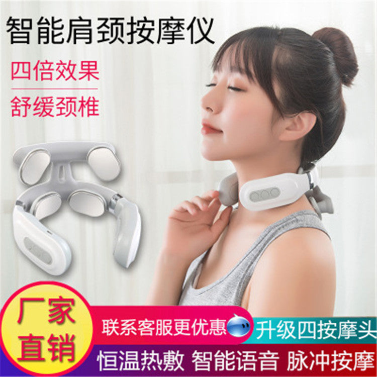 Smart cervical spine massager pulse multi-therapy instrument technique neck protection instrument neck rechargeable massager factory