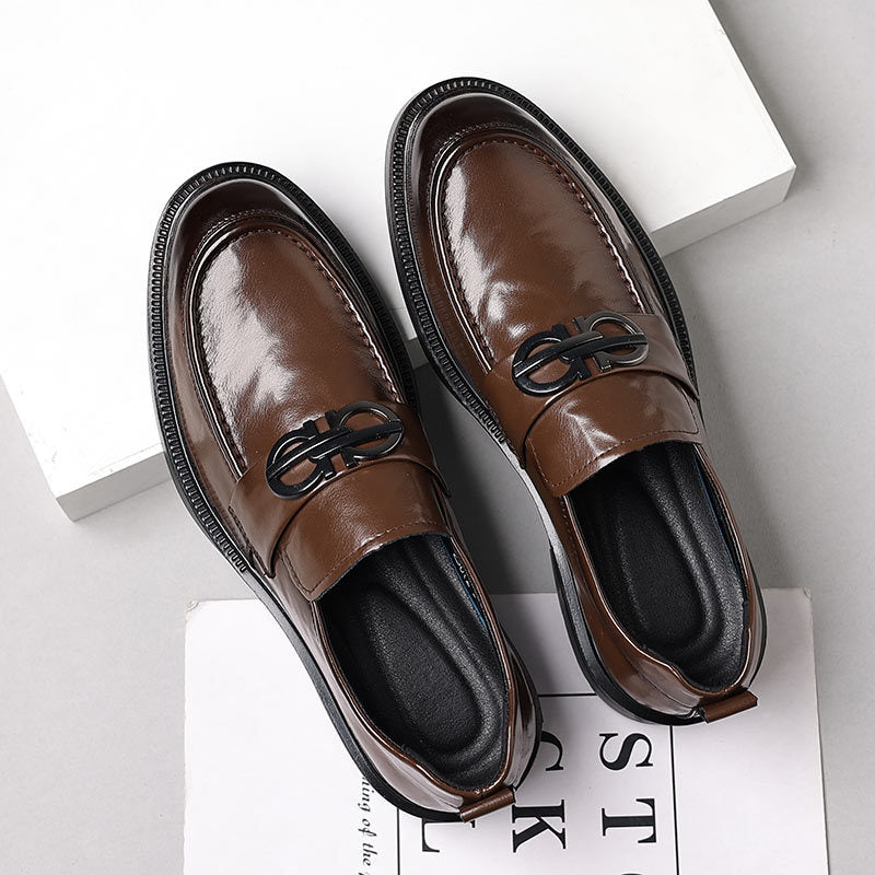 Genuine leather men's dress shoes - business, formal, casual slip-on loafers - trendy one-step-ons for weddings
