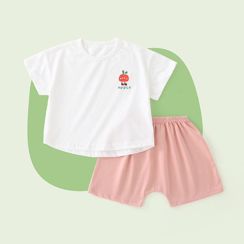 Baby short-sleeve set with shorts - lightweight summer outfit for infants and toddlers (ages 1-4) - boys' and girls' loose-fit outerwear