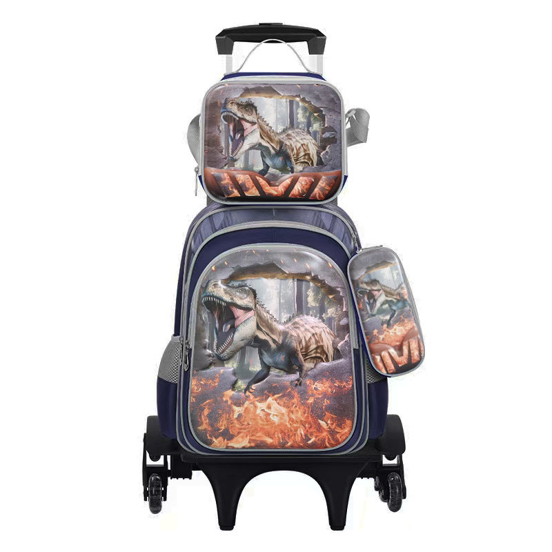 New arrival primary school students can be equipped with pull rod school bag lunch bag pencil bag three-piece set kids cute cartoon backpack