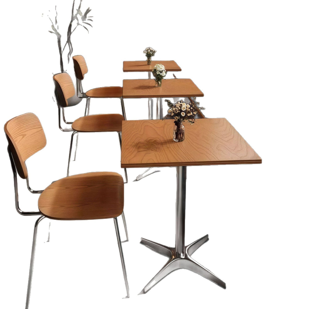 Wood style cafe table and chair combination milk tea dessert shop commercial dining table casual small square table tavern table and chair
