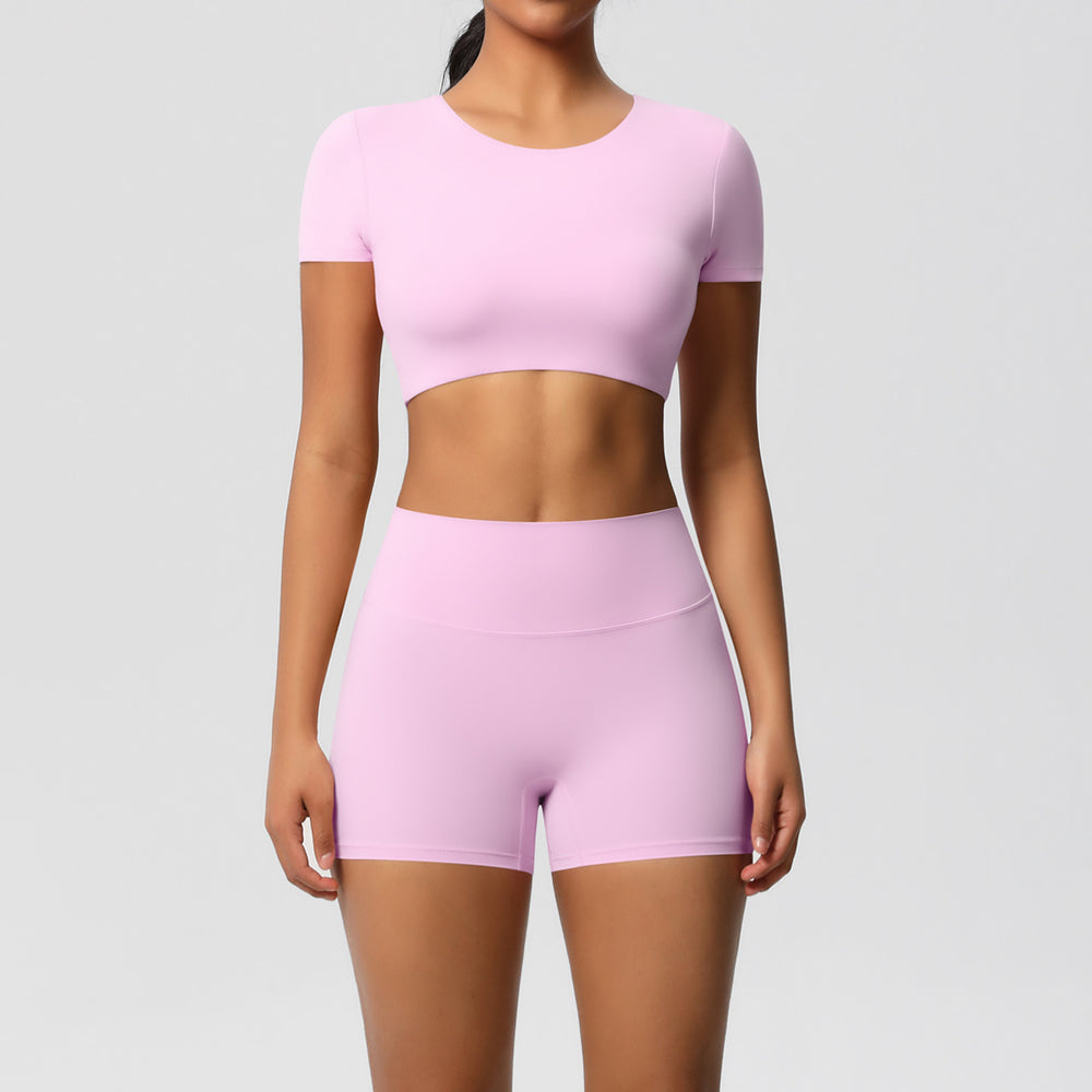 New arrival: european and american style solid color double-sided brushed breathable compression yoga set - 8 piece activewear set for running and fitness