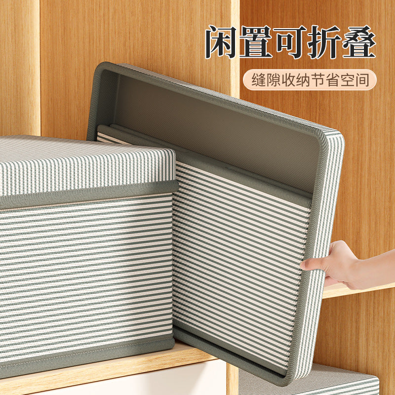 Oxford cloth heaven and earth cover blue striped clothes storage box clothes household finishing artifact box basket toy storage box