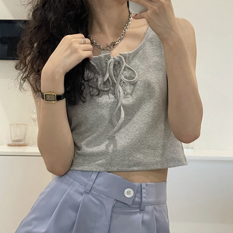 hong kong style japanese sleeveless tank top - women's summer design, unique outerwear, trendy ins style, short cami
