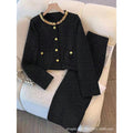 Women's  fall/winter new collection: french chic "it girl" style tweed suit set - elegant short jacket