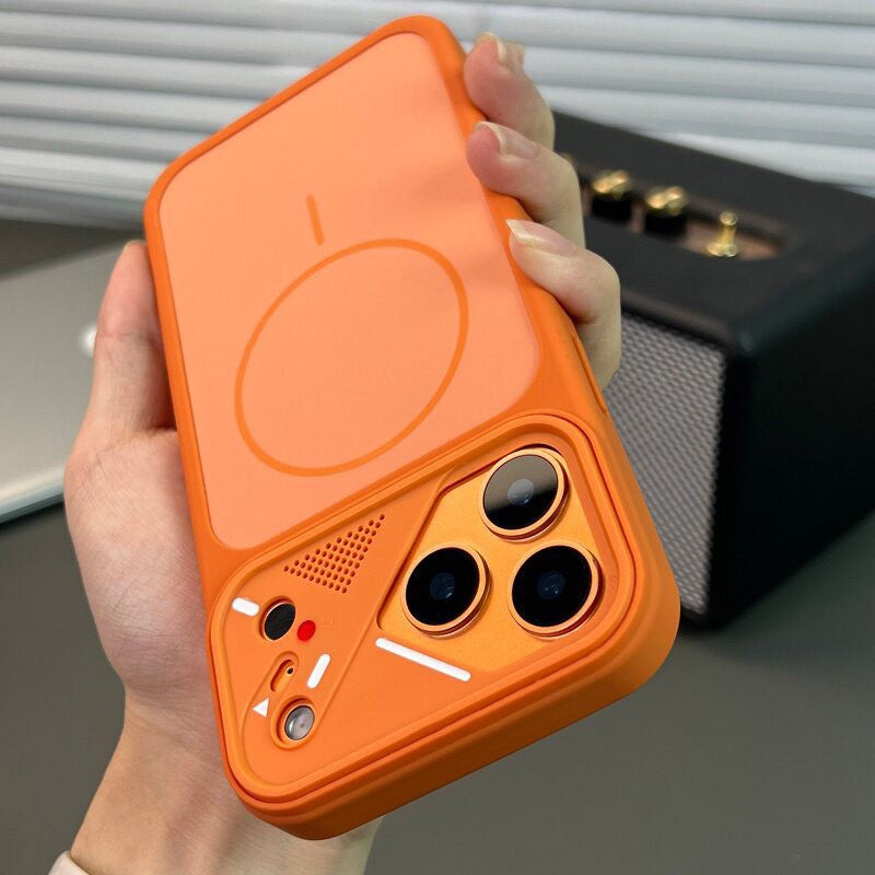 Imitation original skin feel instantly turns into iphone17promax magnetic phone case irregular lens apple 16 simple sheath