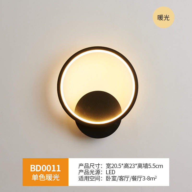 Wall lamp bedroom bedside wall lamp Nordic led living room modern simple background light creative corridor aisle lamp