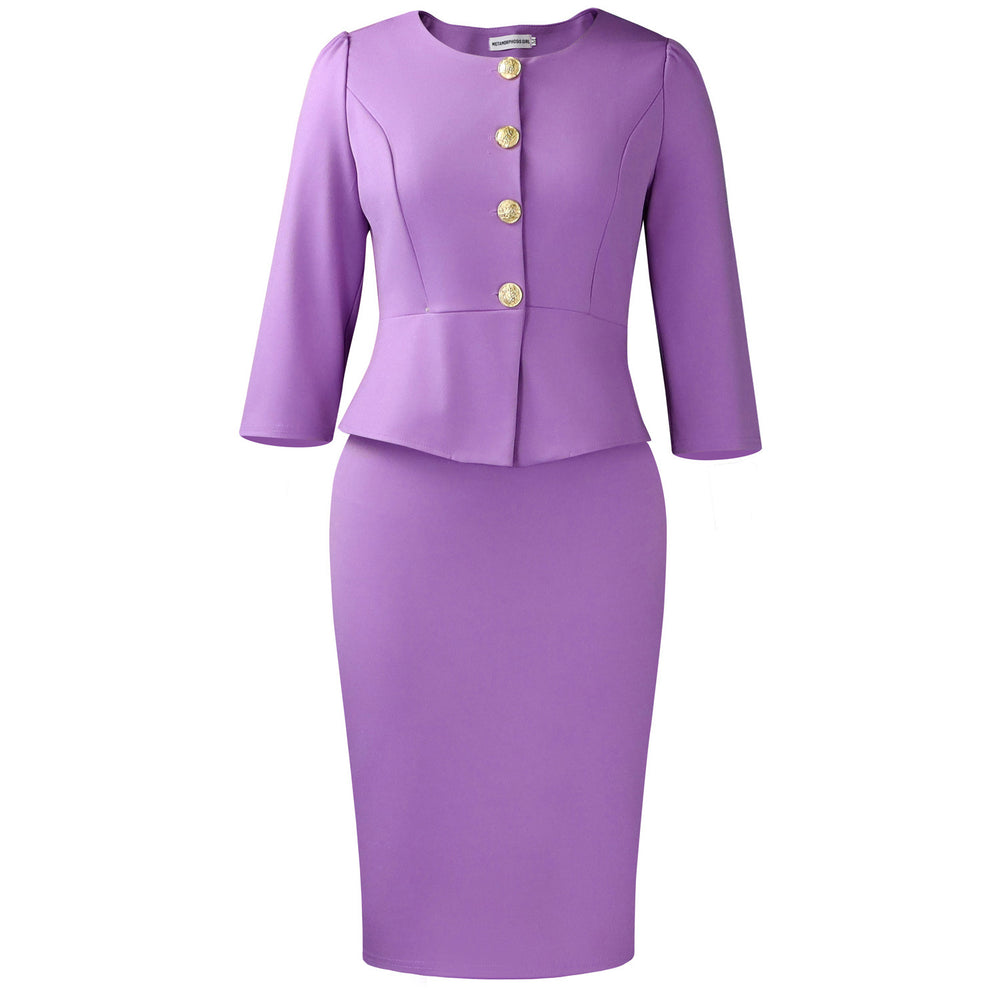C8640 cross-border women's clothing  winter new fashion elegant round neck ruffle african fashion set