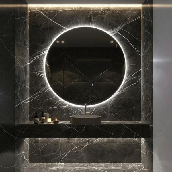 Strictly selected round bathroom smart mirror punching hotel luminous makeup mirror anti-fog bathroom with lamp round mirror choice