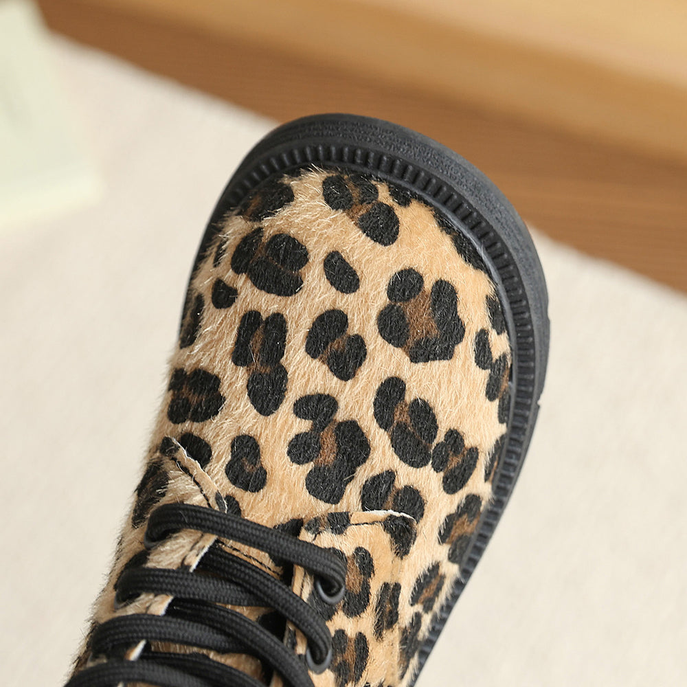 Fanka haomuplus size thick heel round toe leopard print short boots women's suede manufacturer in stockfall and winter women's boots