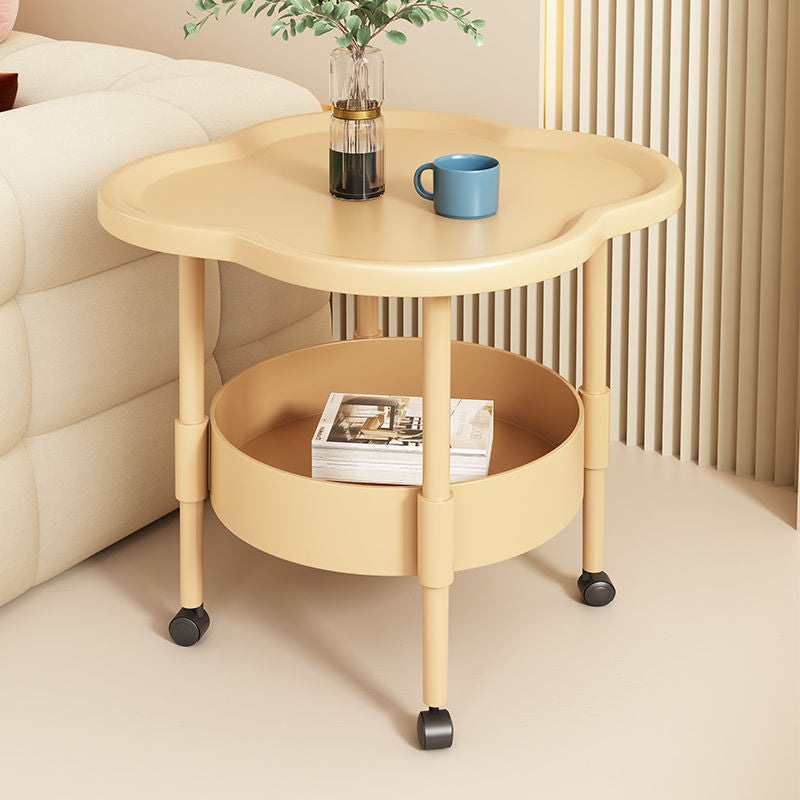 Cream style side table movable bedroom bedside table storage rack for home living room round table creative coffee table sofa side cabinet