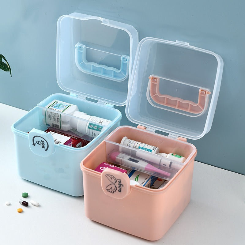 Household medical box Multi-layer portable large-capacity medical emergency standing medicine small medicine box Household medicine storage box