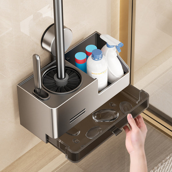 Suction cup toilet brush rack 2025 new wall-mounted non-punching household no dead ends bathroom toilet brush