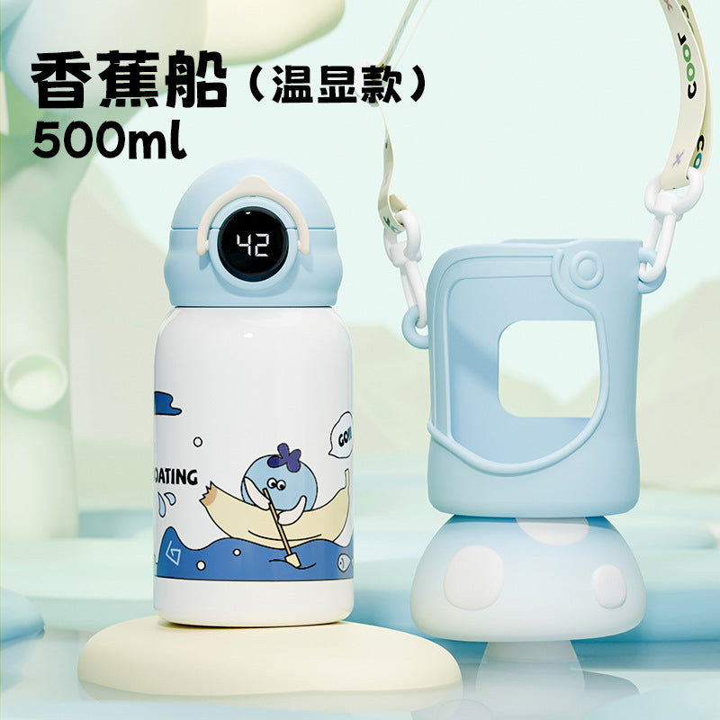 Kids thermos cup 316 stainless steel straw cup cute stainless steel cartoon student cup portable cup manufacturer