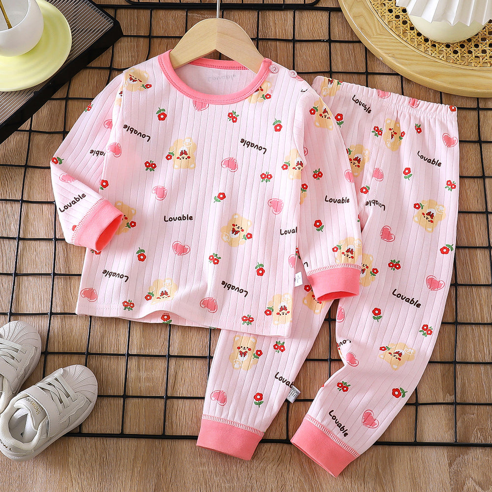 Kids' cotton underwear set - new spring collection: boys' thermal underwear, girls' pajamas, and children's loungewear