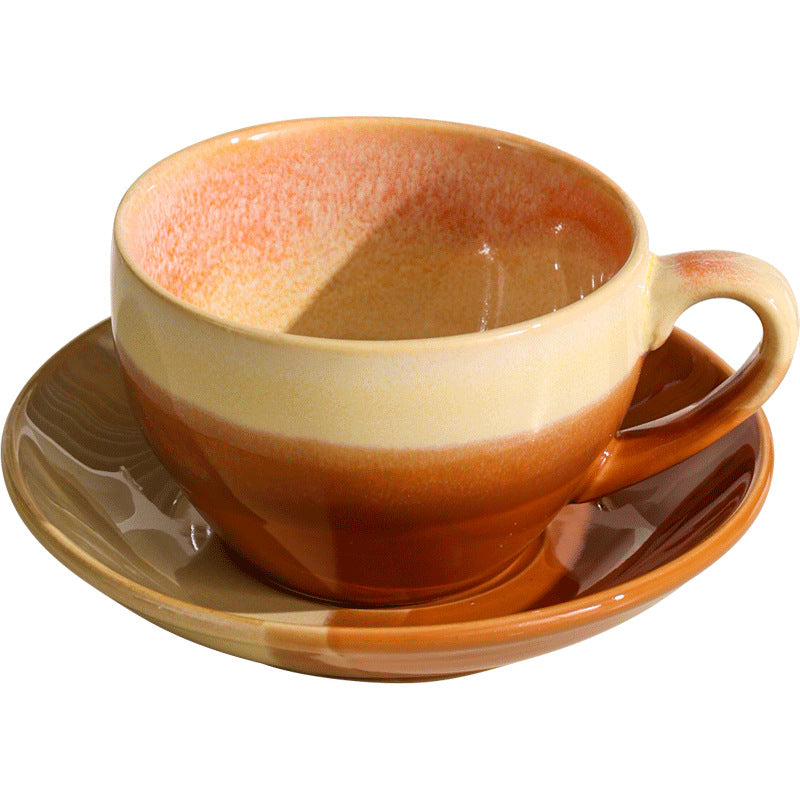 Afternoon tea office ceramic mug stylish kiln-turned retro style embossed milk coffee cup tea cup water cup