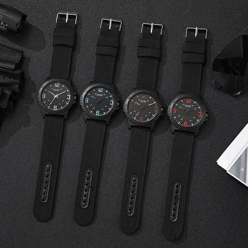Trending fashion digital men's watch canvas strap quartz wristwatch - wholesale direct from manufacturer