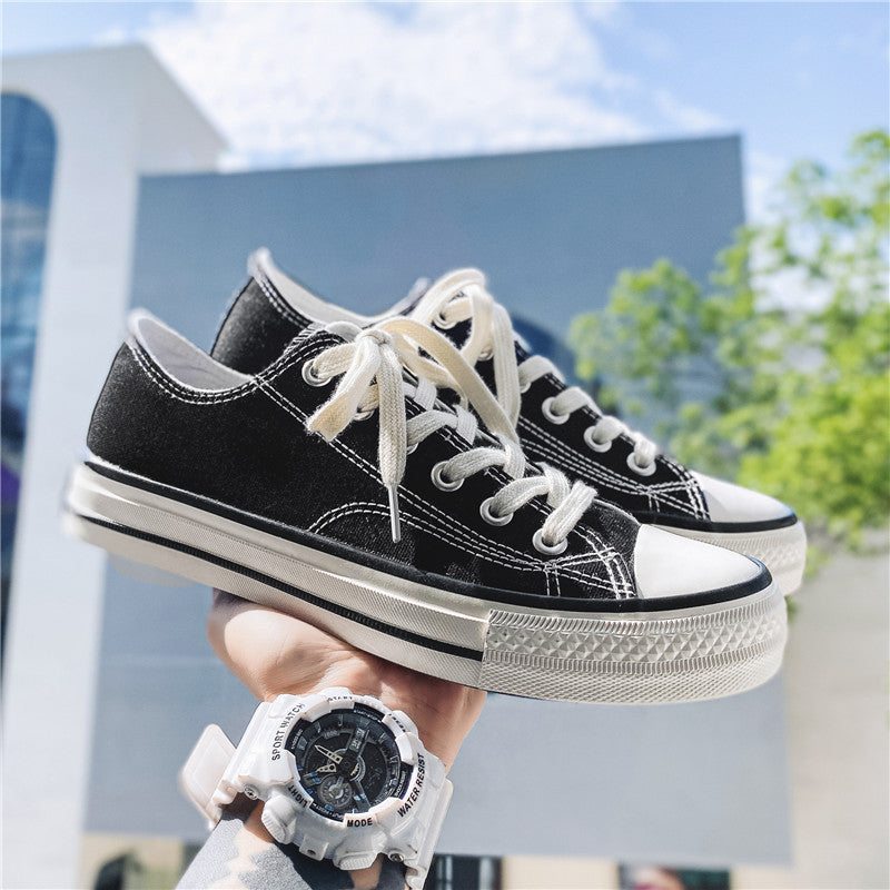 Classic 1970s low-top canvas shoes - unisex retro oiled veneer shoes - korean style student canvas sneakers for men and women