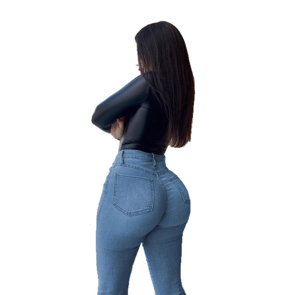 Butt-revealing jeans for women  best selling cross-border sexy skinny jeans european size ins style  independent