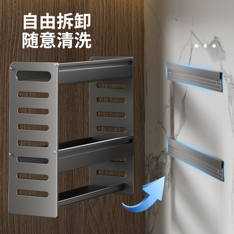 Kitchen seasoning rack No punching Multi-layer countertop Wall-mounted seasoning Salt Seasoning Bottles and cans Storage box Shelf