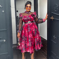 Amazon plus size women's fashion european and american cross-border e-commerce  new spring/summer colorful tie-dye print dress