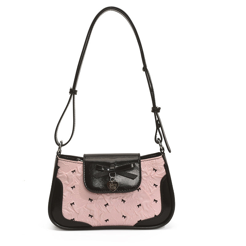 2025 summer new fashion temperament ballet seersucker bow tote bag large capacity fashion shoulder bag