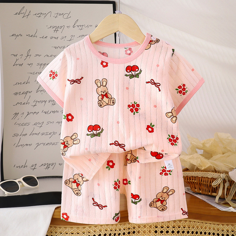 summer new arrivals: kids' short-sleeve and shorts sets - baby boys' and girls' t-shirt and shorts outfits, all-cotton wholesale