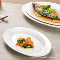 Pure white ceramic fish plate for homeclassy oval large plate western food hotel round plate tableware steak plate