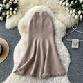 Frenchhigh waisteasiest for match skirt women fall and winter2025new arrivalclassy slimming look silm tassel fishtail knitting skirt