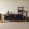 Tal sofa first layer cowhide black frenchretro medieval style straight row three slot solid wood full leather sofa