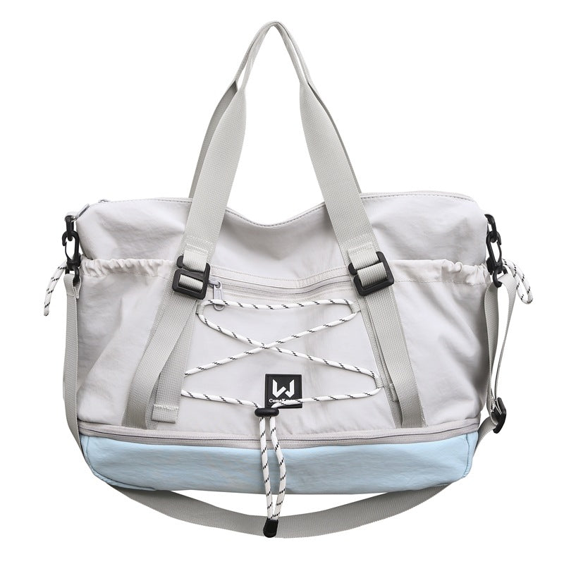 Cross-border 2025 new lightweight shoulder bag men's and women's large-capacity solid color handbag outdoor sports Oxford cloth backpack