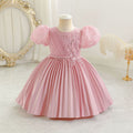 Export children's dress satin classy performance dress girl's evening party princess dress kid dress