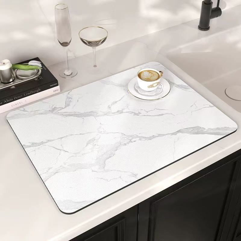 marble kitchen drain mat coffee machine non-slip mat countertop insulation mat absorbent mat drying mat placemat