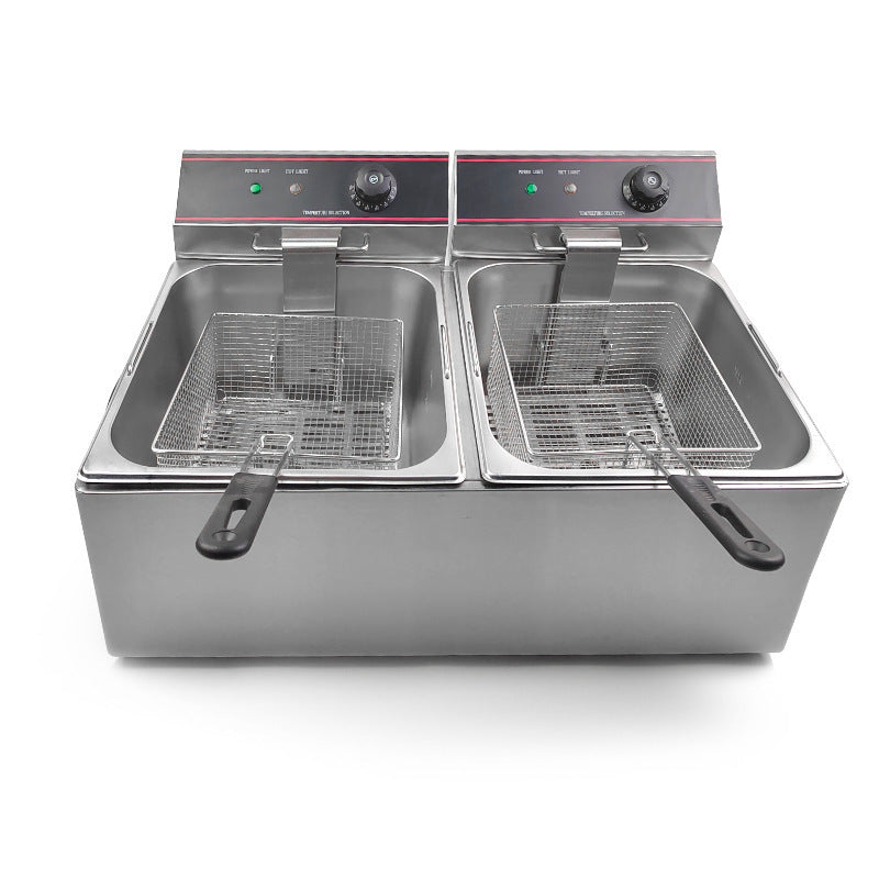 Single cylinder double screen commercial electric fryer double cylinder desktop electric fryer hamburger fried chicken shop high power frying machine
