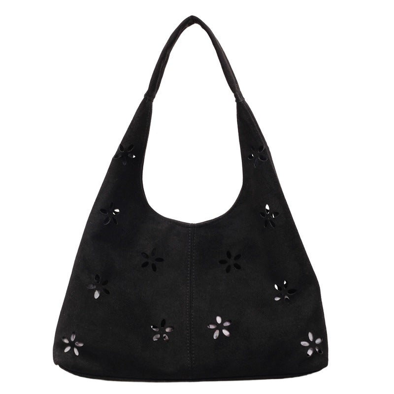 new arrivalcut out frosted bag women's niche style design casual shoulder bag retro large capacity tote bag for women