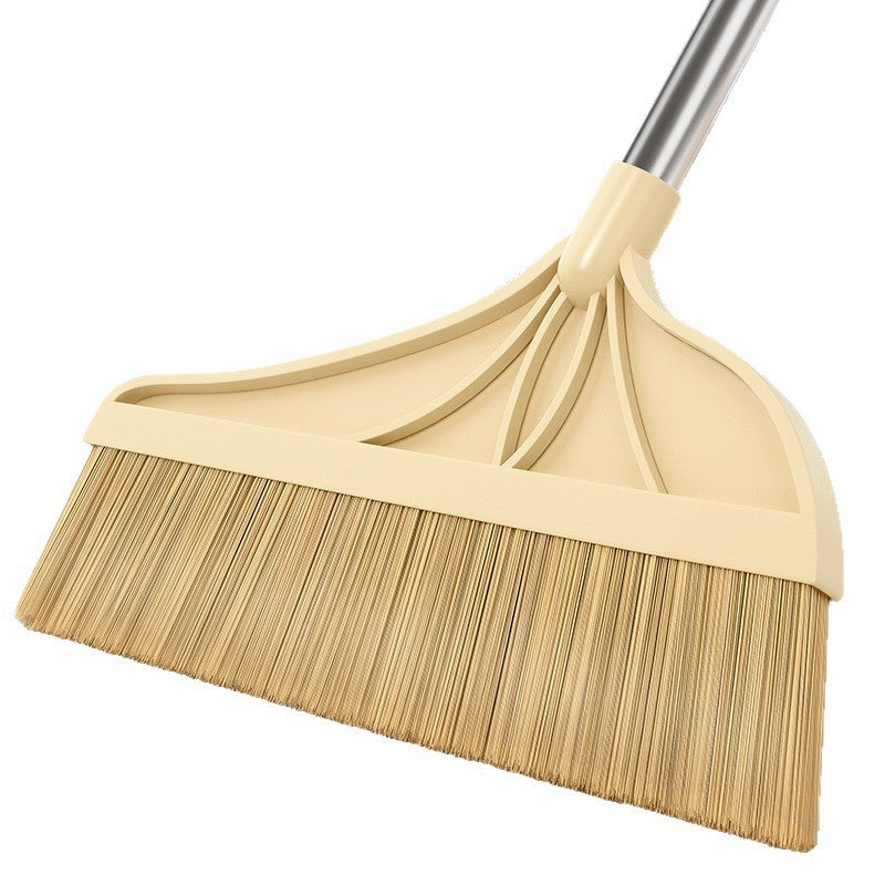 Wool bristle broom and dustpan combo set - household broom  - non-stick hair & soft bristle sweeper