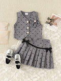 Kids clothing cross-border exclusive for european and american girls new arrival children's gray vest + skirt two-piece set