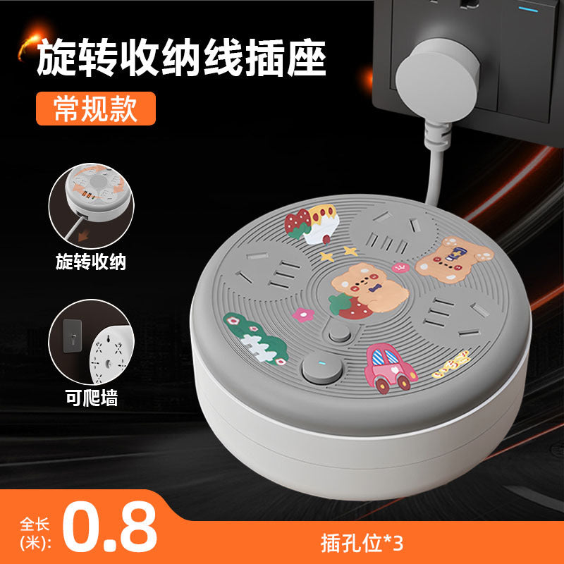 Retractable storage socket with cord, multi-function usb power strip, multi-outlet power strip, electrical plug extension cord