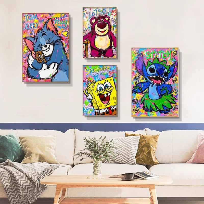 Strawberry bear decorative painting cute trend lotso Stitch pendulum painting hanging painting living room bedroom wall painting
