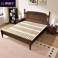 North american black walnut solid wood bed - all solid wood, french retro, mid-century style, high-end master bedroom log bed, wedding bed
