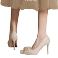 French crystal sequin wedding shoes high heels 2025 new pointed toe platform wedding shoes bridal stiletto pumps