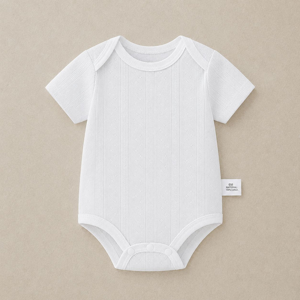 Baby romper - 100% cotton, lightweight summer style - newborn bodysuit, short-sleeve snap-crotch outfit for baby boys and girls